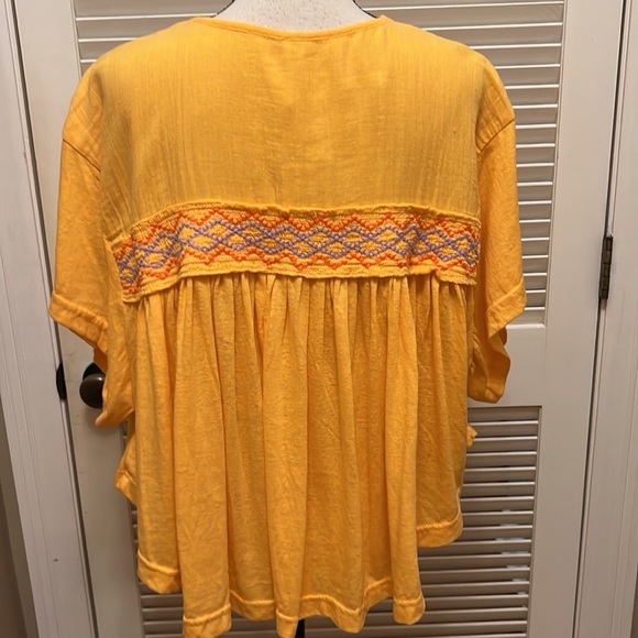 5. Free People Market Embroidered V Neck Top in Carrot Ginger, Size Large - Picture 14 of 17